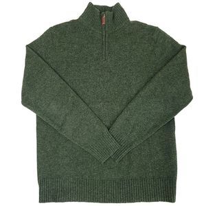 Bonobos Quarter Zip Lambs Wool Sweater Mens Large Slim Fit Pullover Green Casual